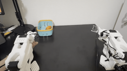 Animated teleoperation clip showing the follower arm moving with the leader arm.